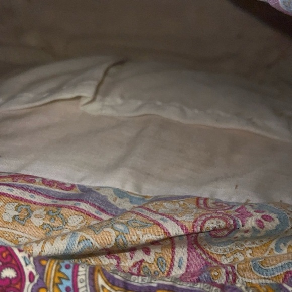 Woven Straw Tan Tote Bag with Paisley Scarf Accent - Picture 4 of 4